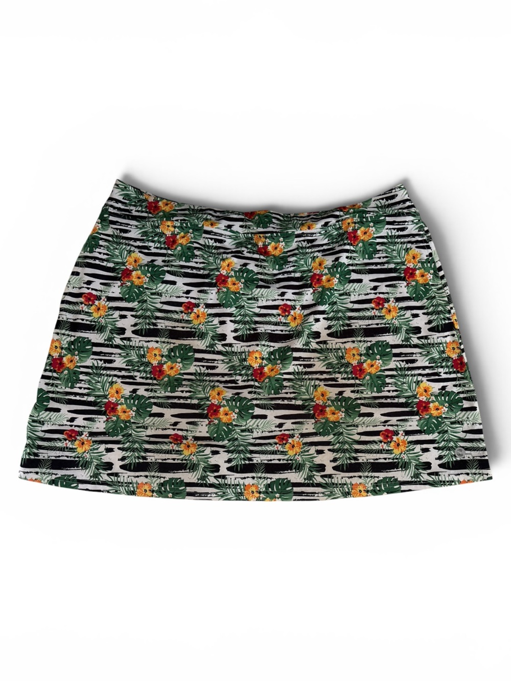 Floral Tropical Mini Skirt in Green and Yellow